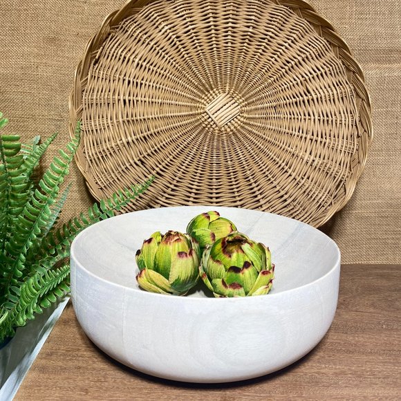 NEW Carved Wood Bowl | Home Décor | Table Décor | Modern Farmhouse - Picture 2 of 10